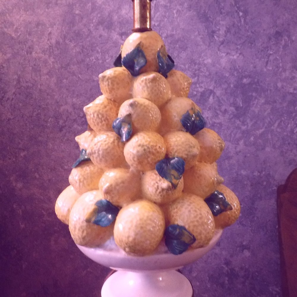 Vintage Italian Ceramic Lemon Lamp